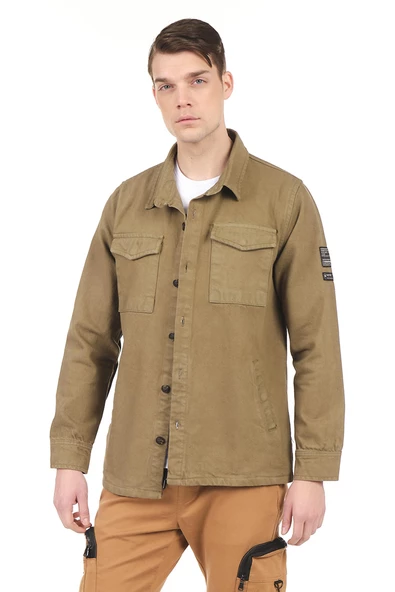 Erkek Regular Fit Çok Cepli Pamuklu Spor Kot Gömlek Ceket - 2