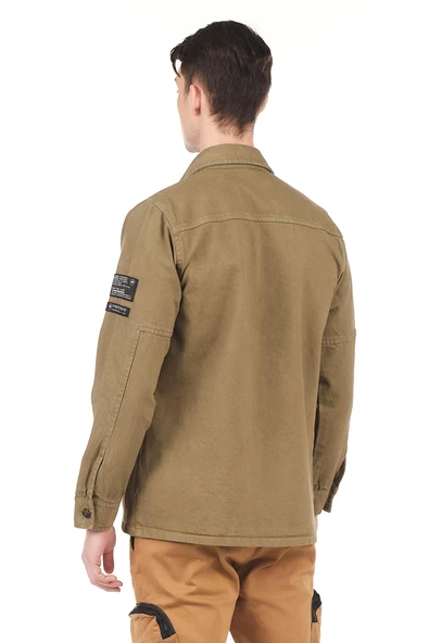 Erkek Regular Fit Çok Cepli Pamuklu Spor Kot Gömlek Ceket - 4