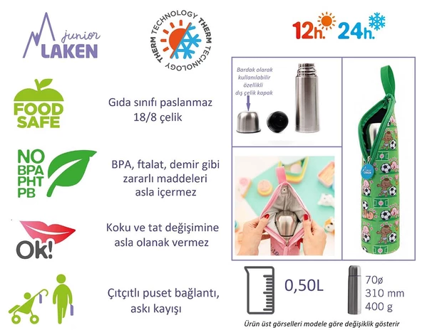 Laken Çelik 18/8 Termos+Neopren Kılflı 0,50L - Freskito LKL1800.05F - 4