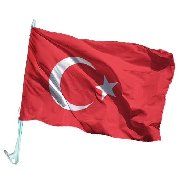 Konvoy - Düğün - Oto Fors Türk Bayrağı Direkli 30x45 cm - 30 adet ürün görseli