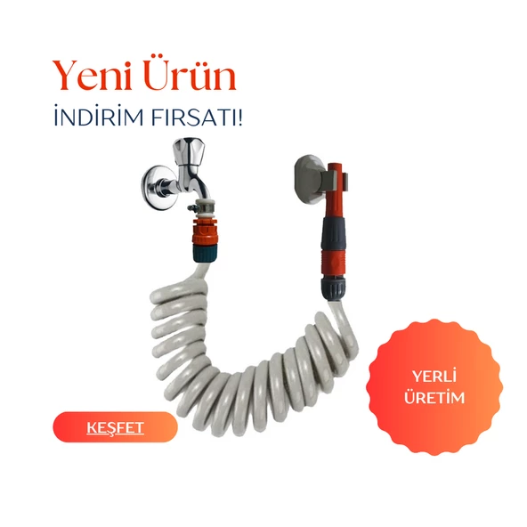 Plasyay Spiral Bahçe Çimen Sulama Balkon Araç Yıkama Hortumu ve Ayarlı Lans Seti Yerli Üretim - 5