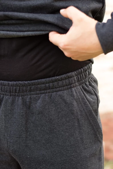 Antrasit Battal Büyük - Normal Beden Yarım Fermuarlı Erkek Eşofman Takımı 21EESTYAKT - 6