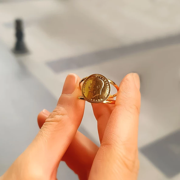 22 Ayar Ata Çeyrek Altın Yüzük - Resim 2