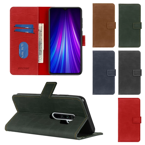 Xiaomi Redmi Note 8 Pro Kılıf Kroko Desen Kapaklı Cüzdanlı