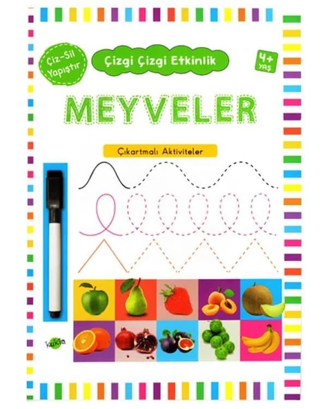 Meyveler Çıkartmalı Aktiviteler Çizgi Çizgi Etkinlik 4 Yaş