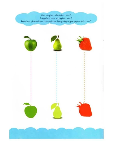 Meyveler Çıkartmalı Aktiviteler Çizgi Çizgi Etkinlik 4 Yaş - 2