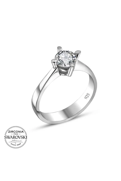Sertifikalı Swarovski 5 mm Tektaş 925 Gümüş Yüzük - 2