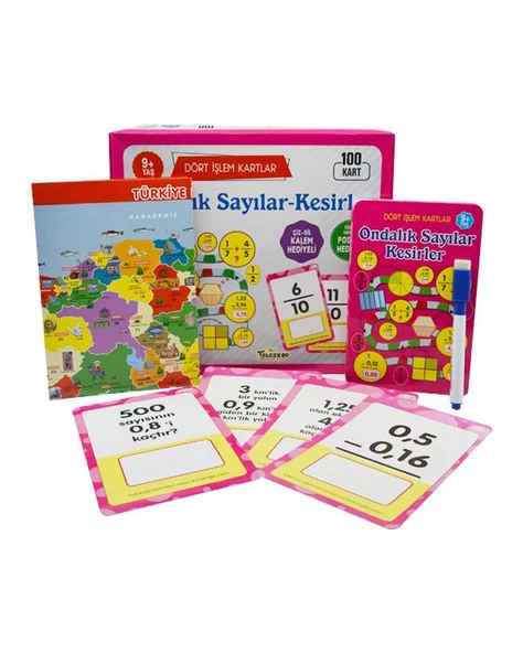 9 Yaş Ondalık Sayılar Kesirler Dört İşlem Kartlar Teleskop Popüler Bilim - Resim 2