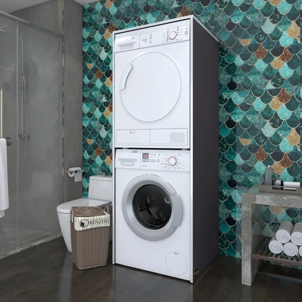 Kenzlife çamaşır-kurutma makinesi dolabı zakhar gri 180*70*60 banyo kapaksız arkalıksız