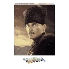 SAYILARLA BOYAMA ATATÜRK 40X50 CM TUVAL+Boyalar+Fırça - 1