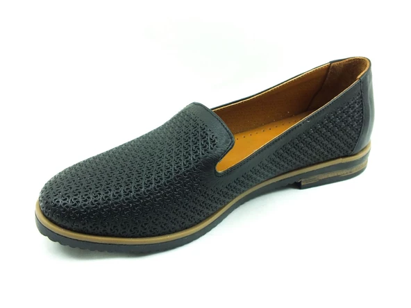 Marine Shoes Hakiki Deri Günlük Kadın Ayakkabısı Siyah 86 2021 - 3