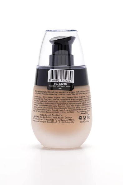 Pierre Cardin Aqua Wow Mineralli Su Bazlı Fondöten Ivory Skin with Warm Yellow - 8