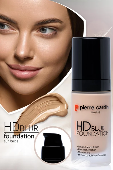 Pierre Cardin Hd Blur Pürüzsüz Görünüm Veren Mat Fondöten Sun Beige - 30 ML - 5