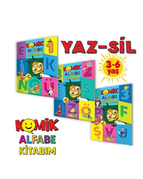 Yaz Sil Komik Alfabe Kitabım 3 ve 6 Yaş Yükselen Zeka