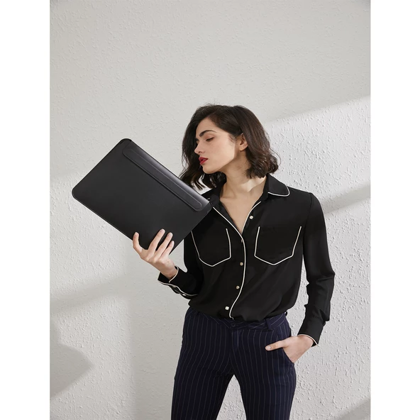 Bilgisayar Çantası Laptop Çantası Macbook Air Pro Kılıf 14-15 inç Deri El Çantası Notebook Çanta Wiwu - 8
