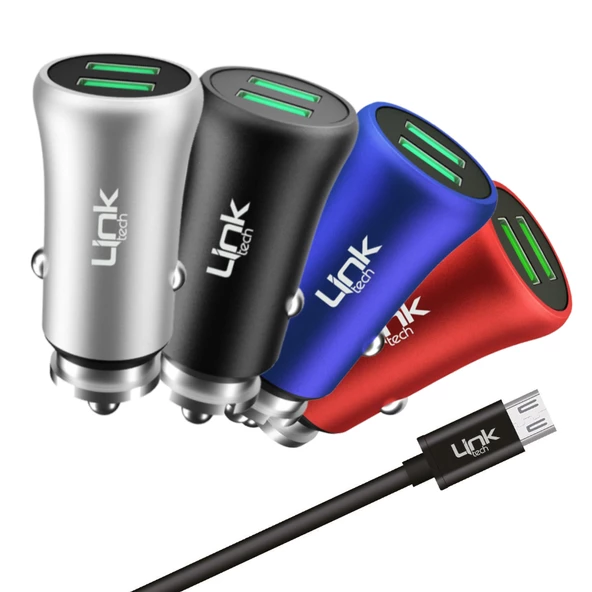 LinkTech M581 12W 2.4A Metal Araç Şarj Aleti ve Micro USB Kablo Set