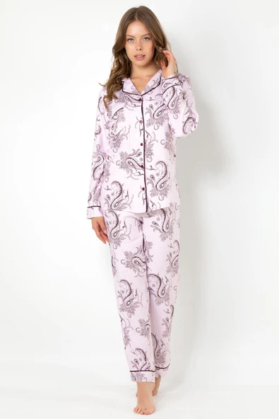 DoReMi Cherry Rot Uzun Kollu Bayan Pijama Takımı - 3