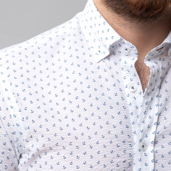 DORSS SLİMFİT DESENLİ GOFRE KUMAŞ ERKEK GÖMLEK - 7