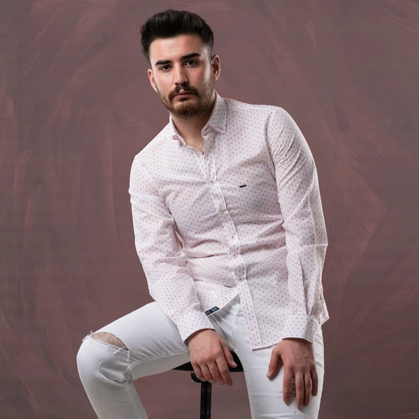 DORSS SLİMFİT DESENLİ GOFRE KUMAŞ ERKEK GÖMLEK - 3