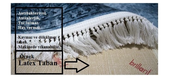 Brillant İpek Latex Oval Kaymaz Taban Halı-EVELY HJE11697.803-(150x230) - Resim 3