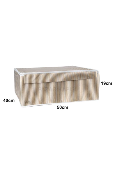 4 Adet Çok Amaçlı Kapaklı Kutu Baza Boy Kahve 50x40x19 cm - 3
