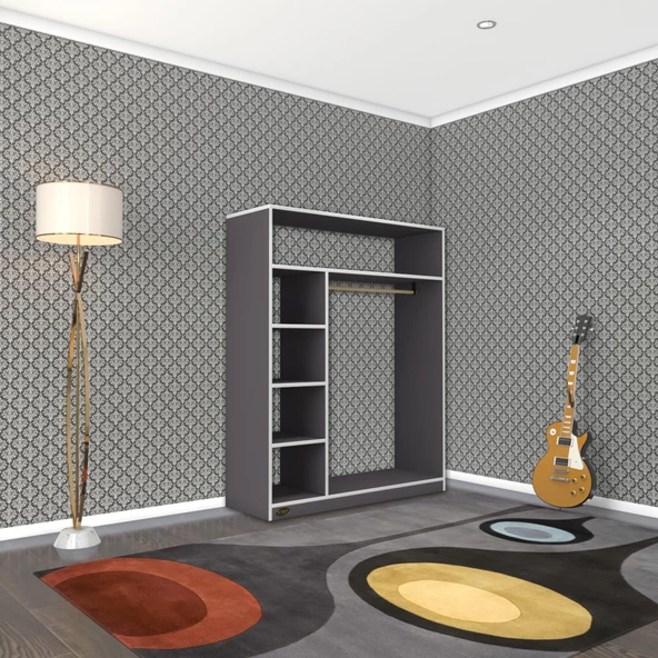 Kenzlife giysi dolabı necmettin 150*120*40 gri gardırop - Resim 3