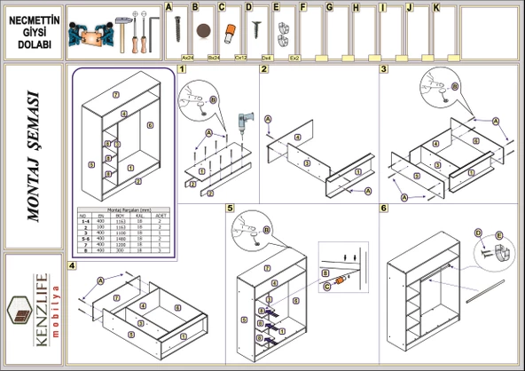 Kenzlife giysi dolabı necmettin 150*120*40 byz gardırop - 4