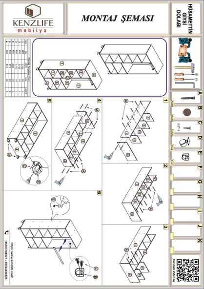 Kenzlife giysi dolabı hüsamettin 180*090*40 crd gardırop - Resim 4
