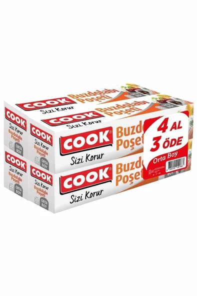 Cook Orta Boy Buzdolabı Poşeti 4'lü