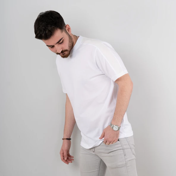 SIFIR YAKA OVERSİZE ERKEK T-SHİRT - Resim 2