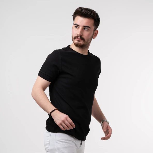 SLİMFİT SIFIR YAKA ERKEK T-SHİRT - 8