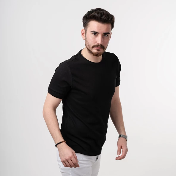 SLİMFİT SIFIR YAKA ERKEK T-SHİRT - 10