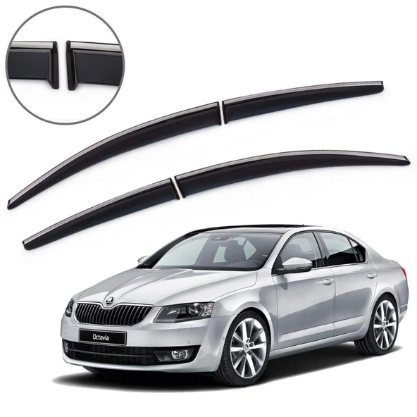 Skoda Octavia 2013-2019 Krom Çıtalı Cam Rüzgarlğı 4 parça/ Carlone / A+ Ürün