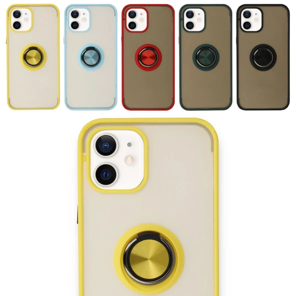 iPhone 12 Mini Kılıf Montrea Ring Yüzük Stantlı Kapak