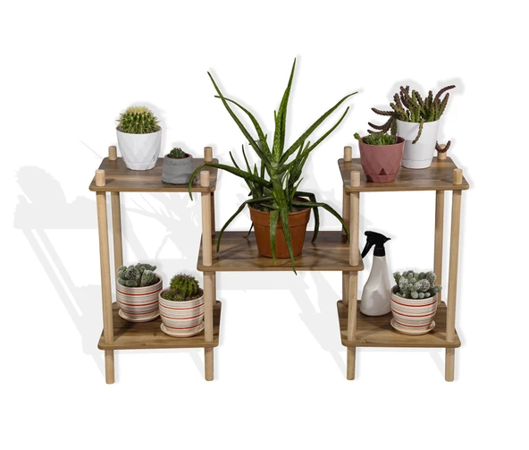 Asudehome Saksı Standı Bahçe 5 Raflı Saksılık Çiçek Rafı Ahşap Saksılık Çiçeklik No3 - 4