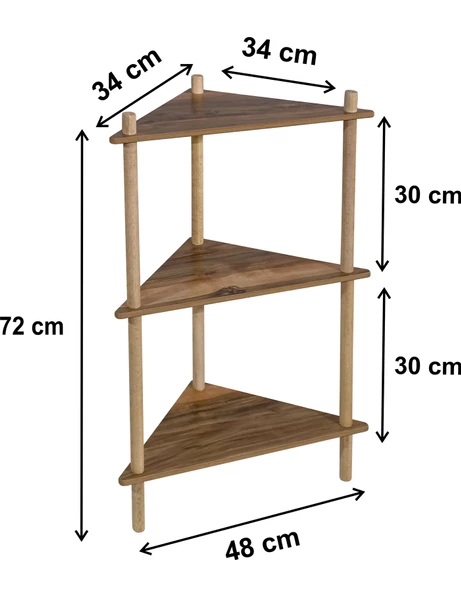 Asudehome Saksı Standı Bahçe 3 Raflı Saksılık Çiçek Rafı Ahşap Saksılık Çiçeklik No4 - 5