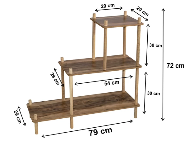Asudehome Saksı Standı Bahçe 3 Katlı Saksılık Çiçek Rafı Ahşap Saksılık Çiçeklik No1 - 5
