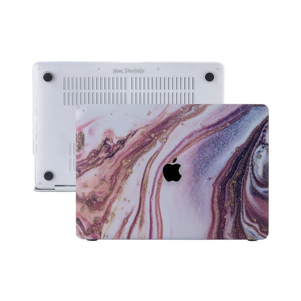 Macbook Air M1 Kılıf 13 inç Mermer Glitter (TouchID'li M1 Air) A2337 A2179 A1932 ile Uyumlu