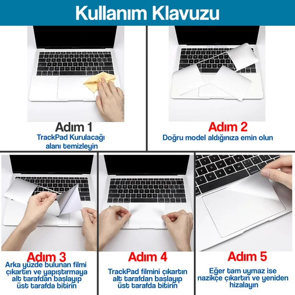 Macbook Pro 13 inç Sticker Kaplama Koruyucu Touchpad Trackpad A1706 A1708 A1989 A2159 ile Uyumlu - 12