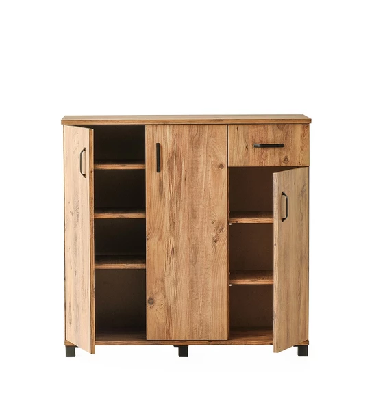 Ahşap Çekmeceli 3 Kapaklı Ayakkabılık Çok Amaçlı Dolap CKMC3AYK3 - 4