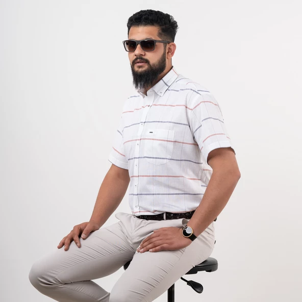 DORSS CEPLİ RAHAT KESİM KISA KOL ERKEK GÖMLEK - Resim 5