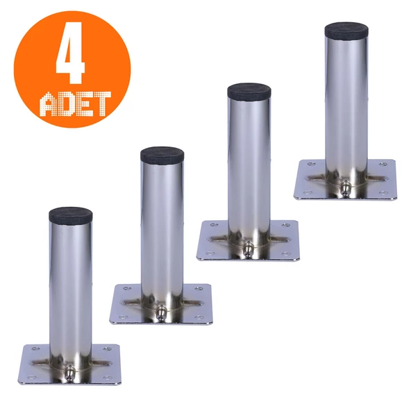 Dolap Mobilya Baza Koltuk Kanepe Masa Sehpa Ayağı Metal Ayakları 10 Cm Krom (4 ADET)