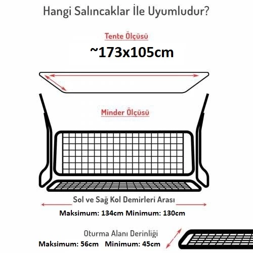 Mandaş Süngersiz 2 Kişilik Salıncak Minder Seti (Pamuklu Kumaş) - 2