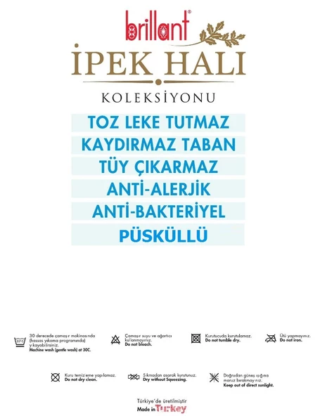 Brillant İpek Latex Oval Kaymaz Taban Halı-FASHİON HJE11693.802-(150x230) - 2