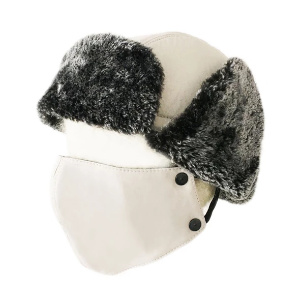 Shark Anatolia Çıkarılabilir Maskeli Pilot Kürklü Şapka Açık Krem - 6