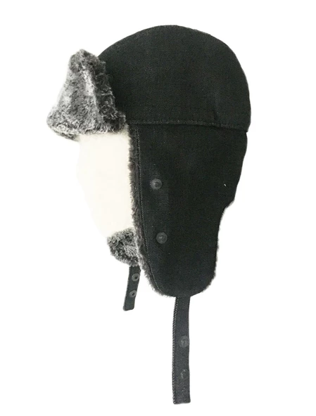Shark Anatolia Çıkarılabilir Maskeli Pilot Kürklü Şapka Taşlanmış Siyah - 4