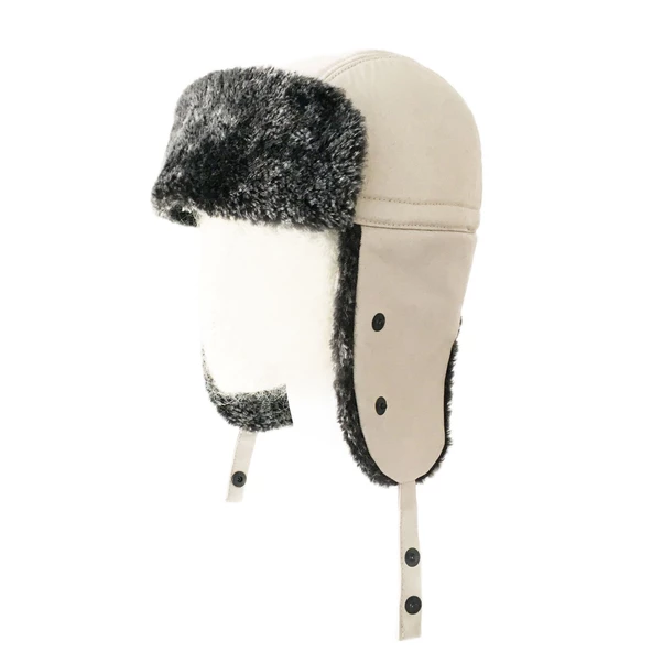 Shark Anatolia Çıkarılabilir Maskeli Pilot Kürklü Şapka Açık Krem - 5