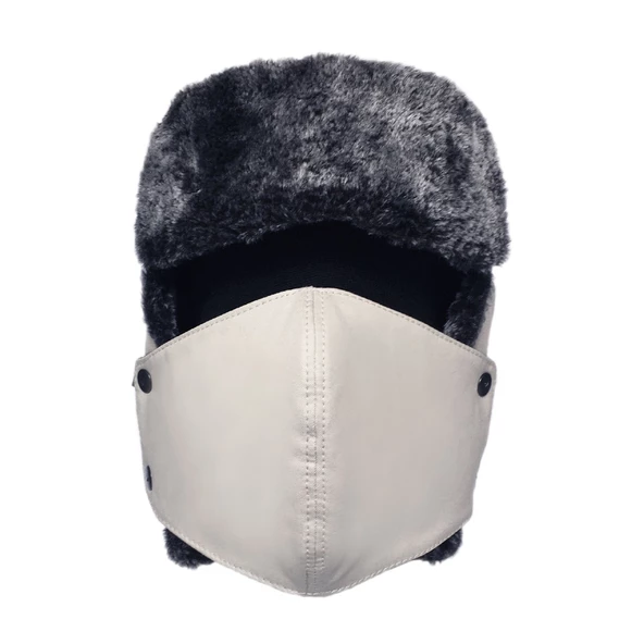 Shark Anatolia Çıkarılabilir Maskeli Pilot Kürklü Şapka Açık Krem - 2