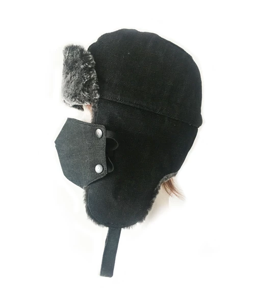 Shark Anatolia Çıkarılabilir Maskeli Pilot Kürklü Şapka Taşlanmış Siyah - 3