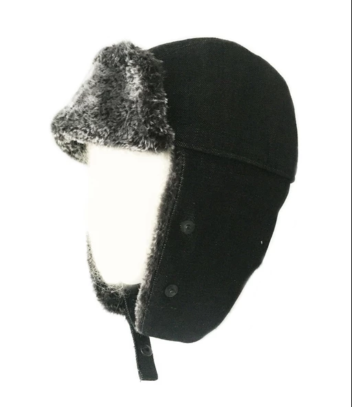 Shark Anatolia Çıkarılabilir Maskeli Pilot Kürklü Şapka Taşlanmış Siyah - 6